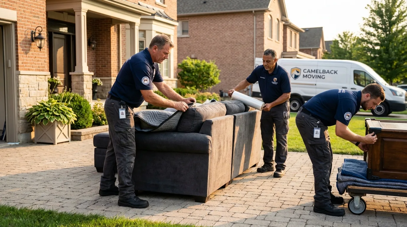 Large estate moving crew wrapping furniture in Waverly, VA