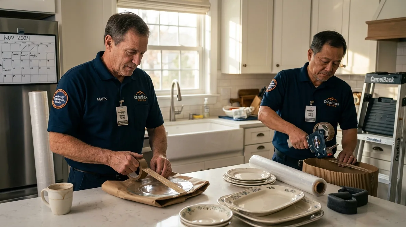 Professional crew packing kitchen dishware in Waverly, VA